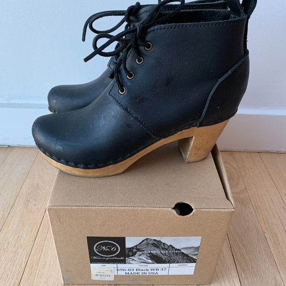 No6 High Heel Lace Up Ankle Clog Boots / BLACK / Size 37 - Picture 4 of 6
